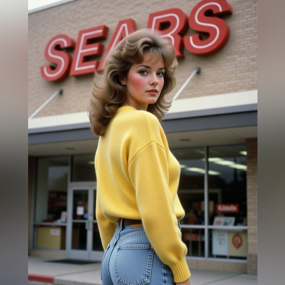 Sears Vintage 80’s Yellow Women's Crew Neck Sweater, great condition!